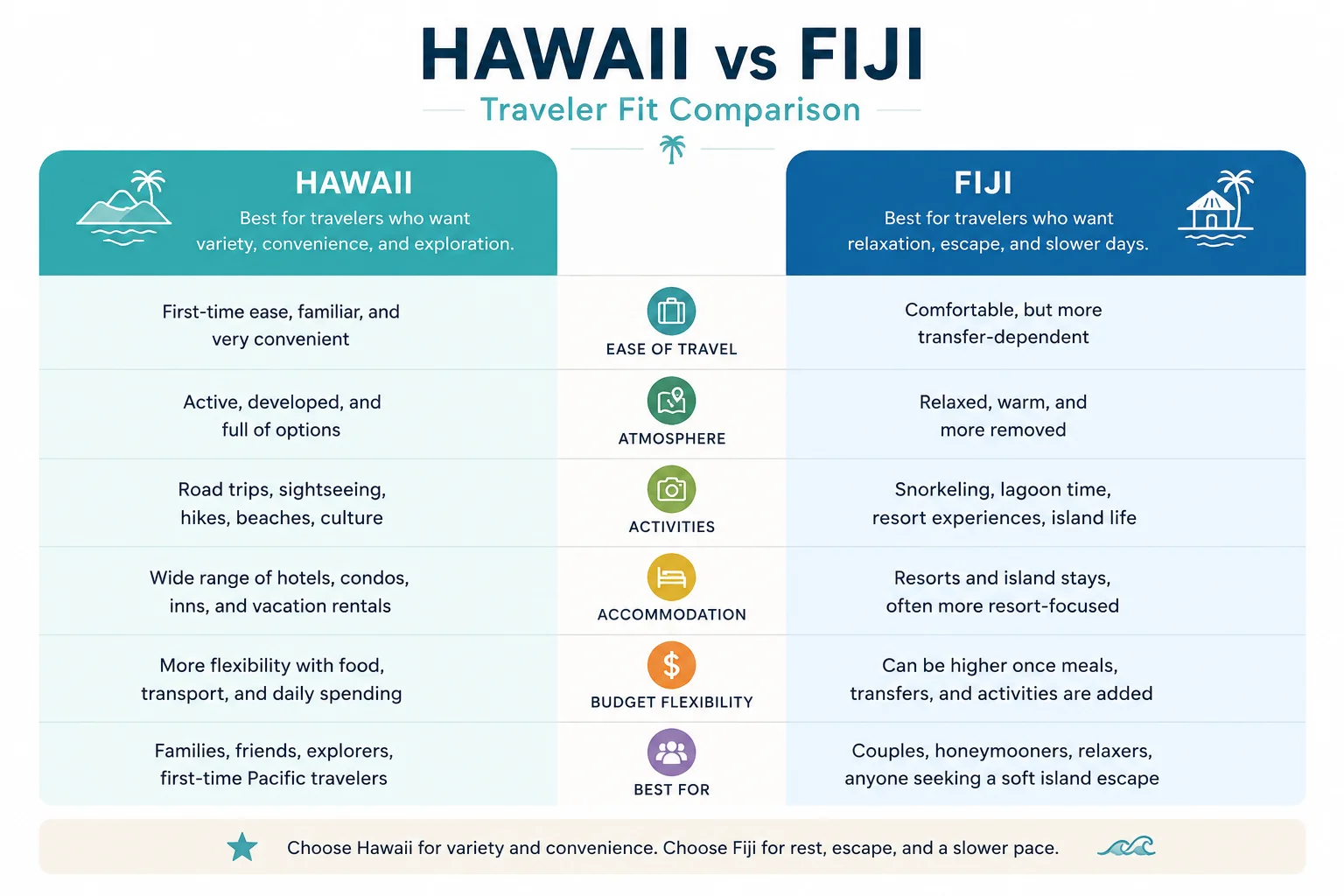 Hawaii vs Fiji Travel Fit Comparison