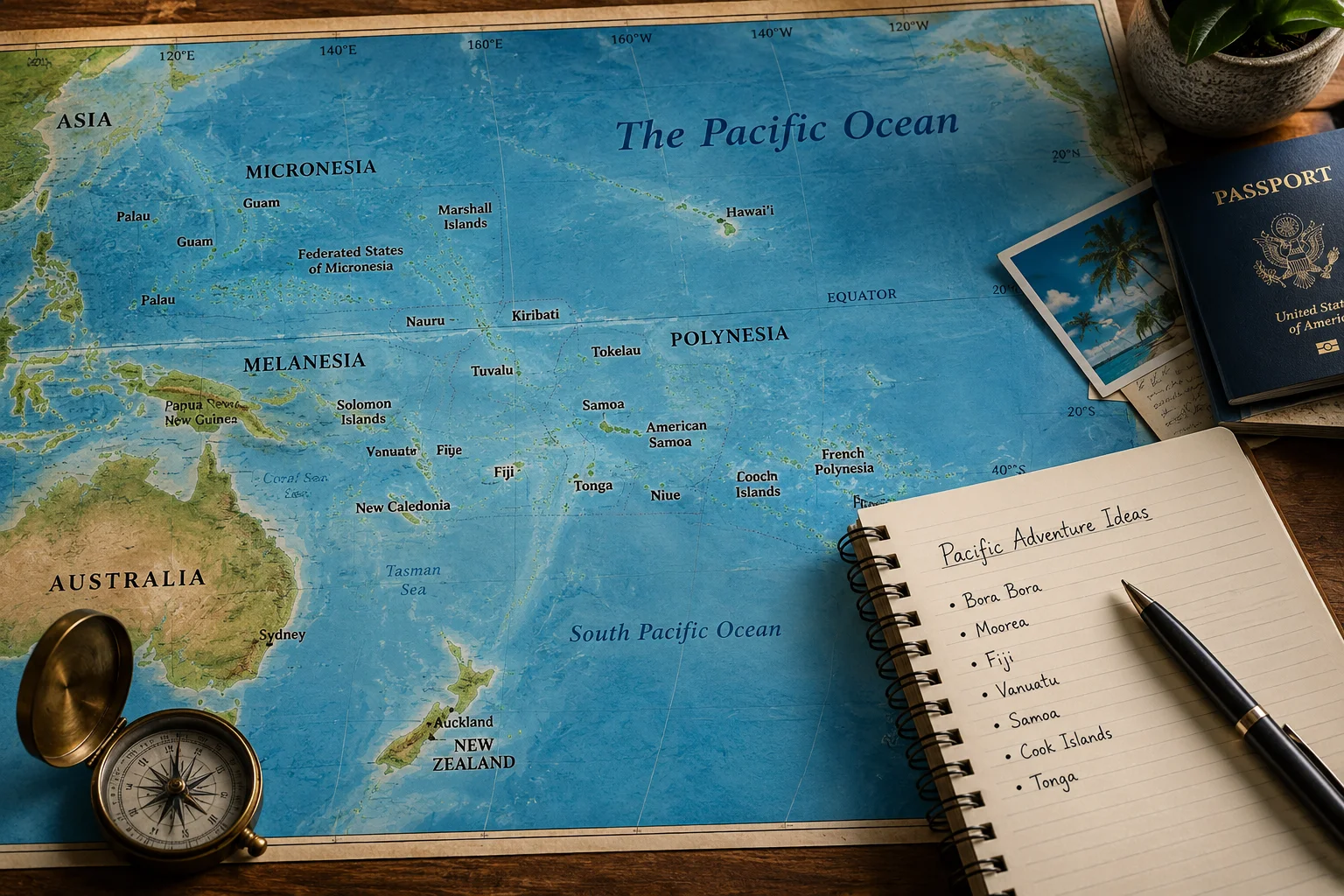 Pacific travel planning map