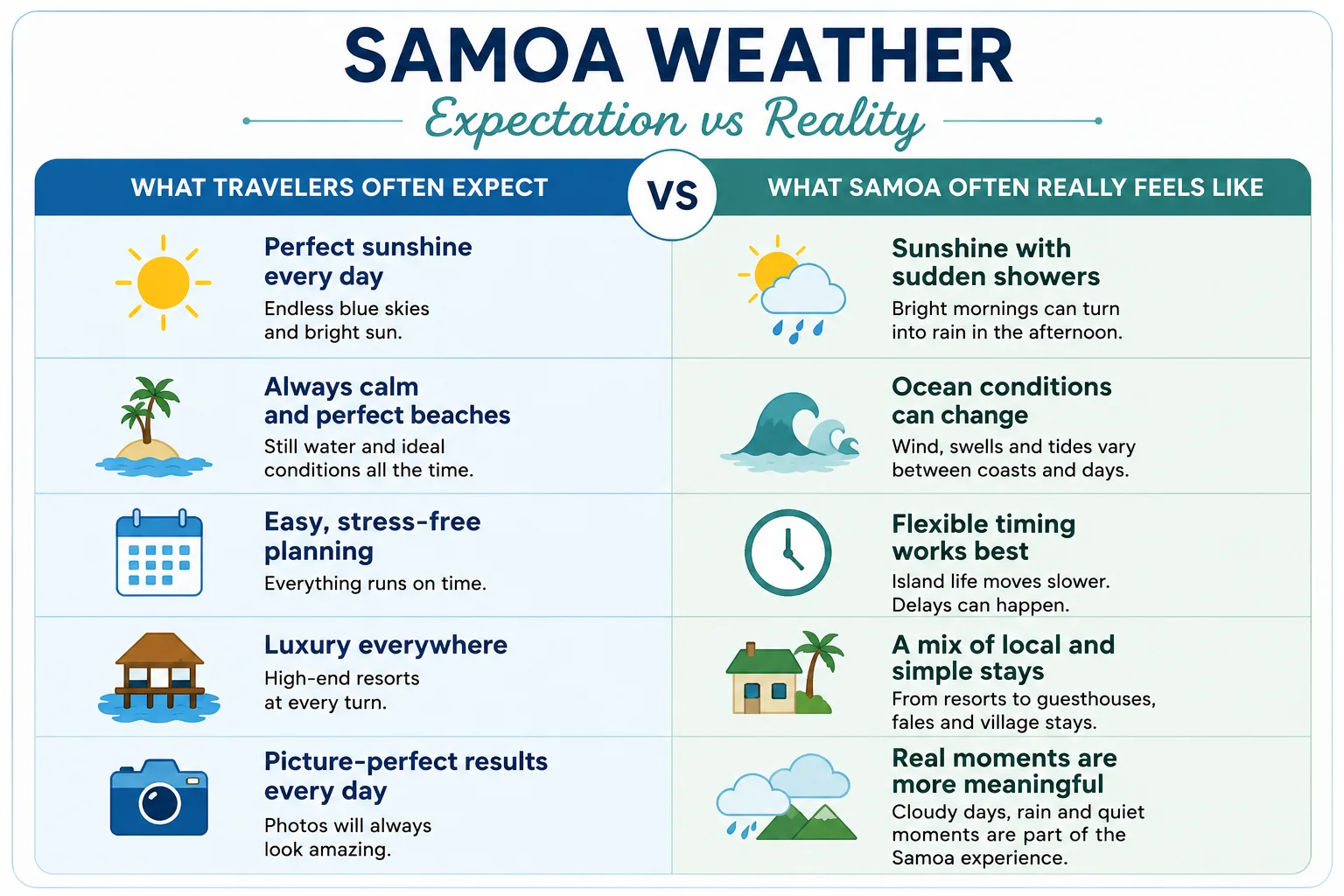 Samoa Weather Expectation vs Reality Infographic
