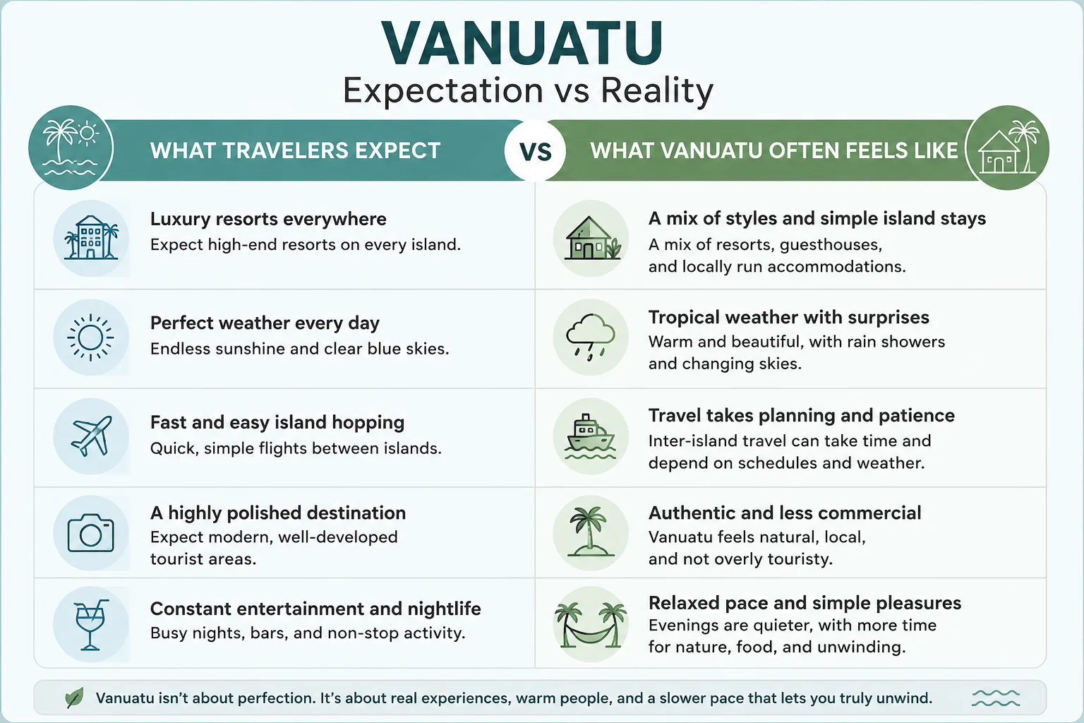 Vanuatu expectation vs reality infographic