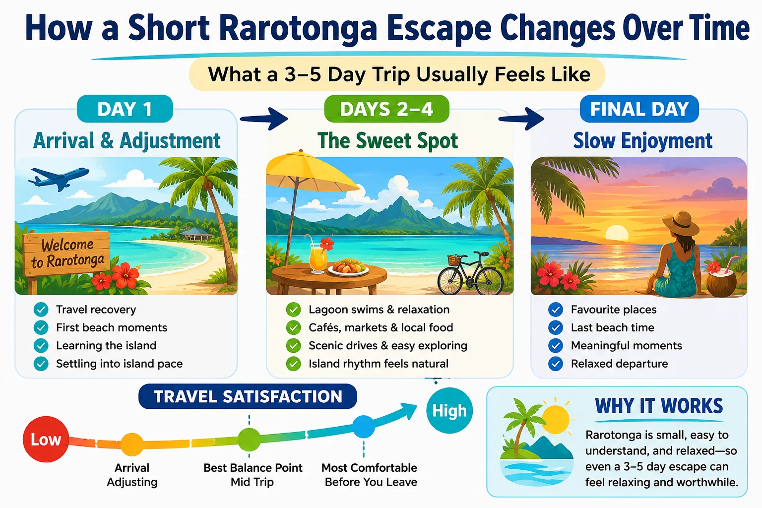 How a Short Rarotonga Escape Changes Over Time