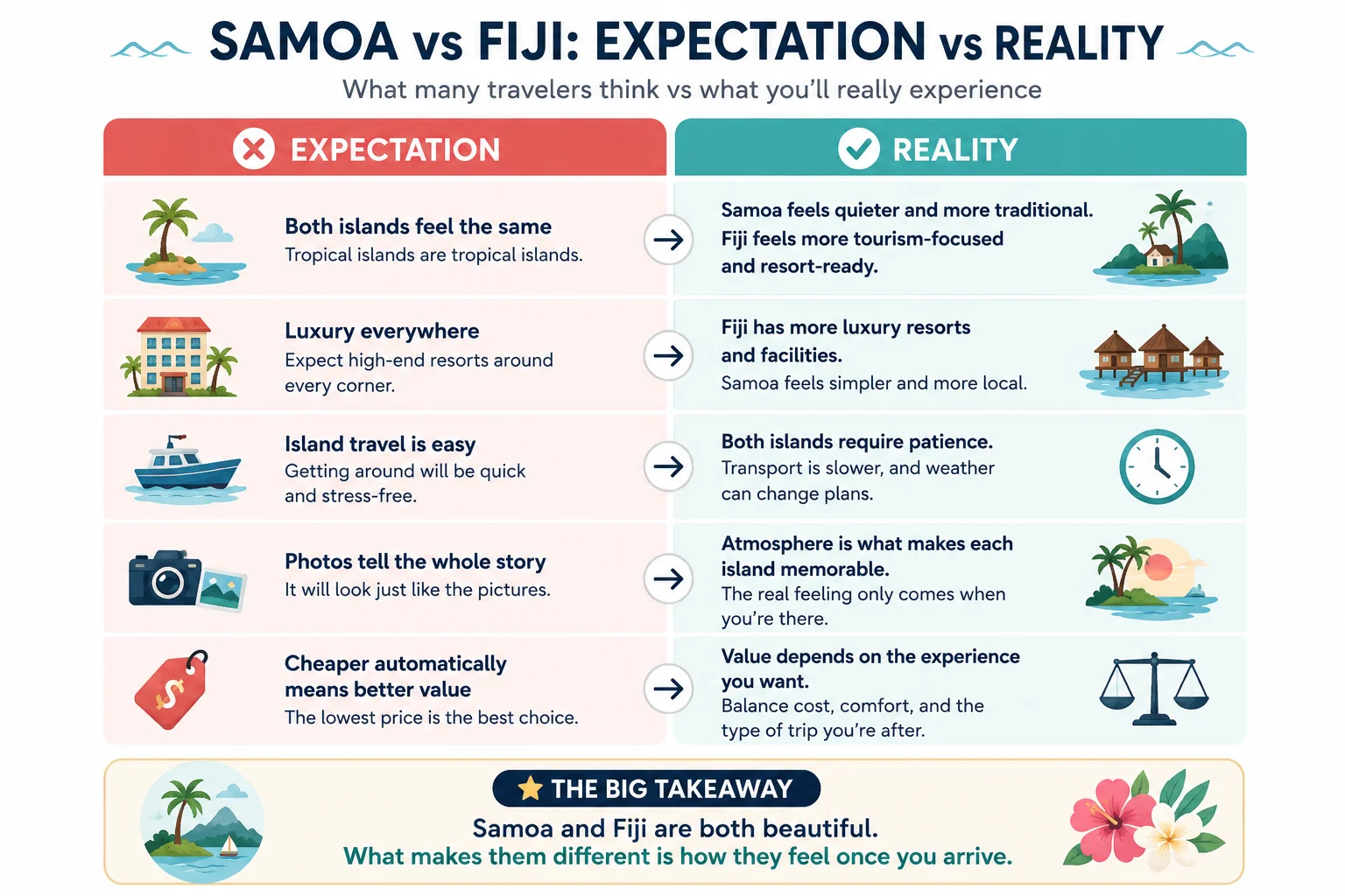 Samoa vs Fiji Expectation vs Reality Infographic